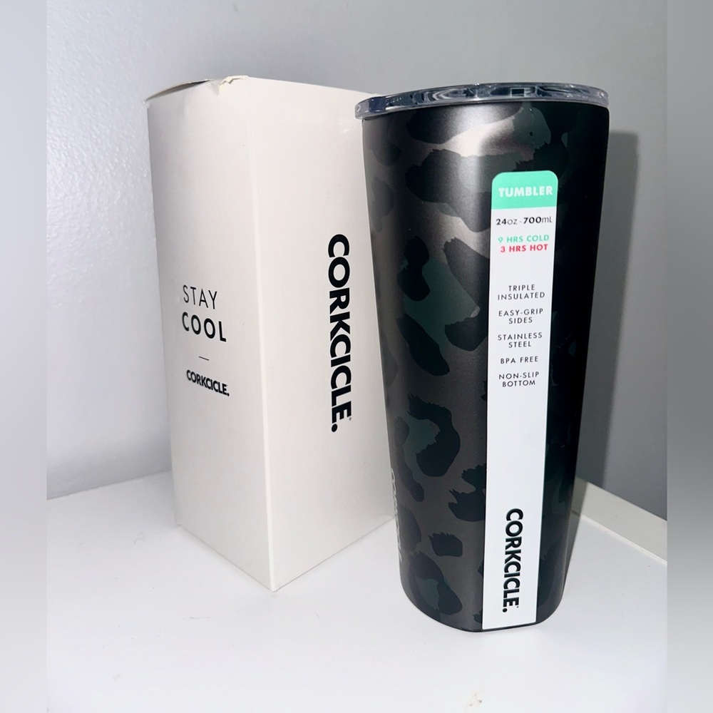 NEW Corkcicle 24oz Exotic Tumbler in Night Leopard